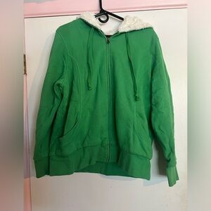 OLD NAVY GREEN FUZZY ZIP UP JACKET